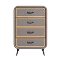 **Moderne nachtkast met 4 lades en houten accenten**